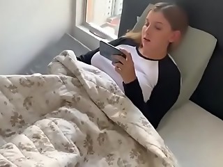 Busty step sister gets caught watching porn by brother and he helps her out