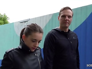 GERMAN SCOUT - SKINNY TEEN CHEAT BOYFRIEND FOR CASH IN REAL PUBLIC CASTING WITH ASS FUCK