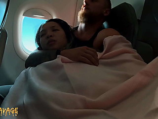 PUBLIC fingering asian on an airplane MILE HIGH CLUB