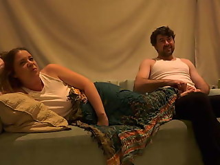 Stepson fucks stepmom with a hard cock and gives her a creampie on the couch