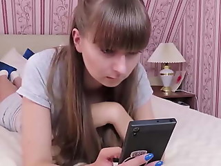 Hot Girl Sensual Fingering Pussy during Watching Porn - Solo