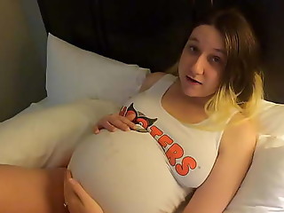 Pregnant Hooters waitress gives a customer a blow job and then gets creampied by her husband after she confesses about her adultery