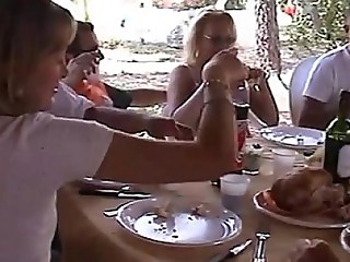 At lunch table a dinner turns into an orgy!