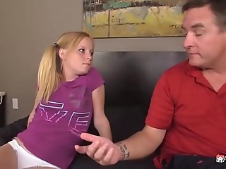 Redhead Step Daughter got Punished by Three COCKS