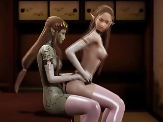 The Legend Of Zelda Twilight Princess - Zelda x Puppet Zelda - Sex with cumshot and creampie - Futanari Animation